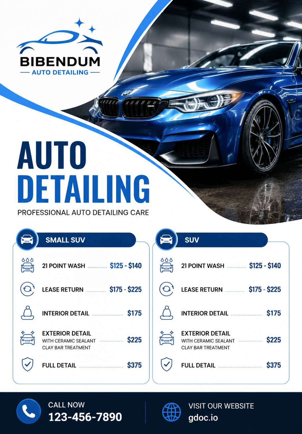 Car Detailing Price List Car Detailing Price List - Free Price Lists Template for Google Slides