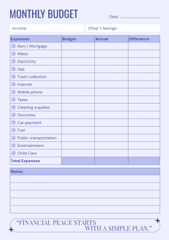 Monthly Budget Tracker - Free Budgets Template for Google Sheets