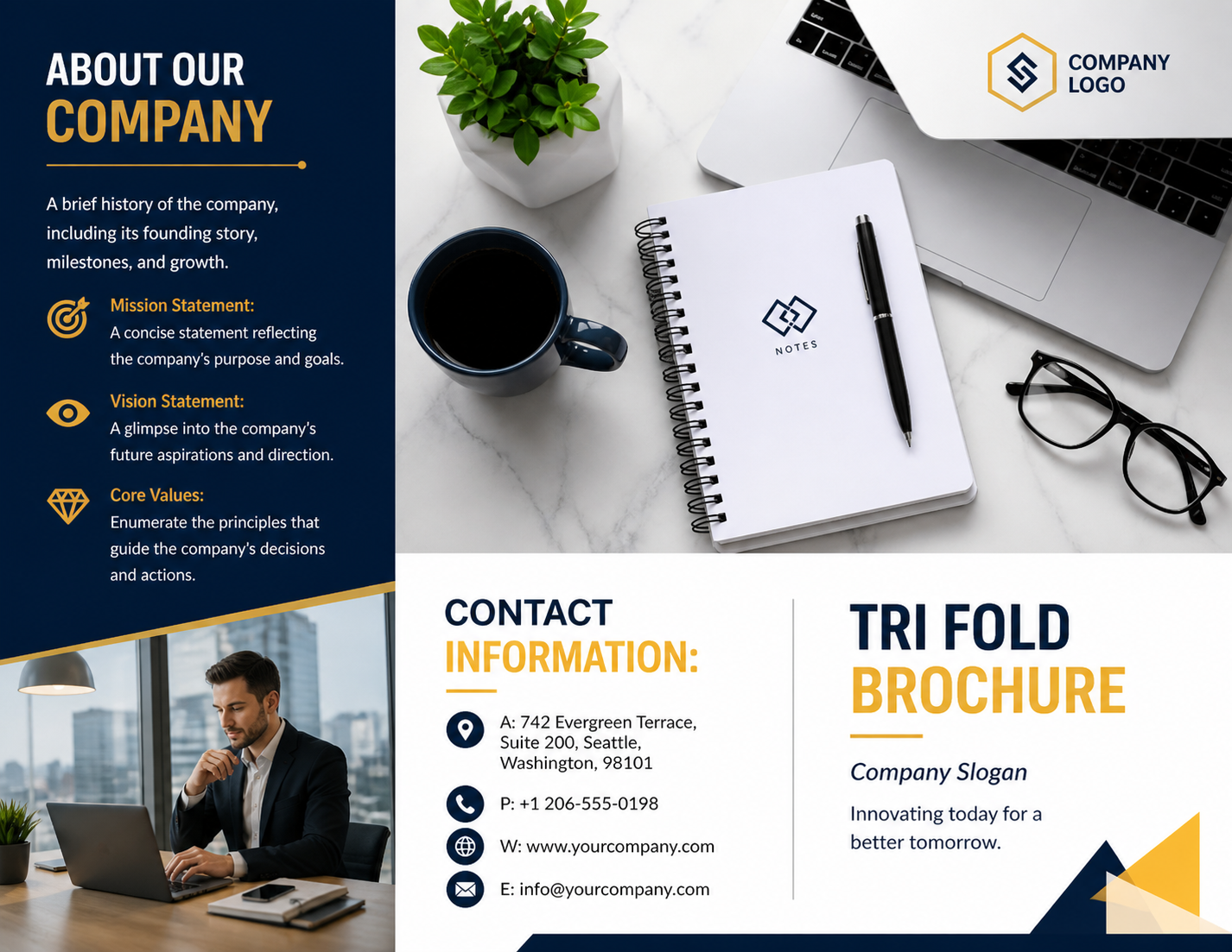 Tri Fold Printing Brochure Tri Fold Printing Brochure - Free Brochures Template for Google Slides