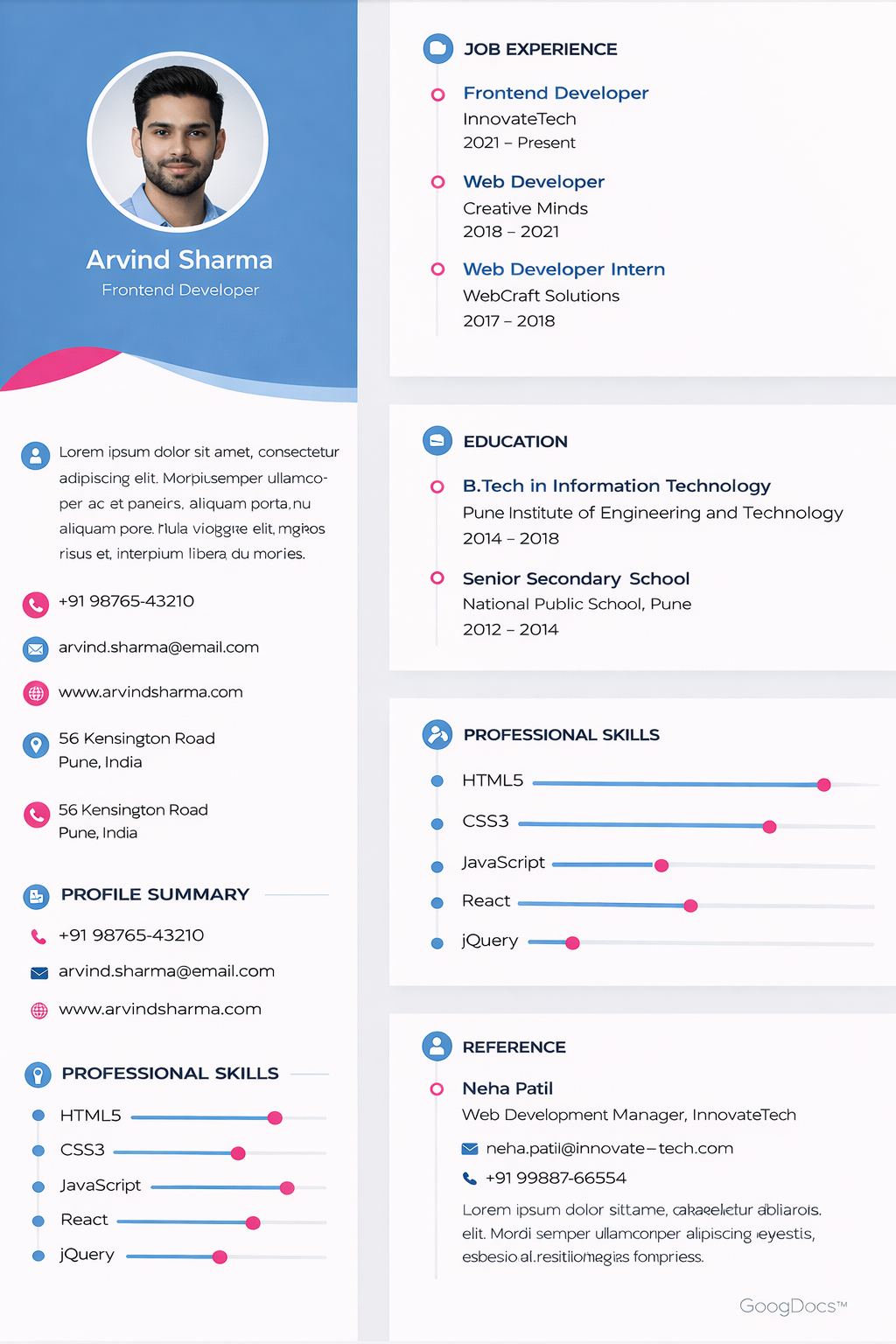 Web Designer CV - Free CVs Template for Google Slides