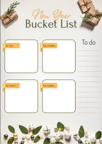 New Year Bucket List - Free Bucket Lists Template for Google Docs