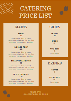 Catering Price List - Free Price Lists Template for Google Docs