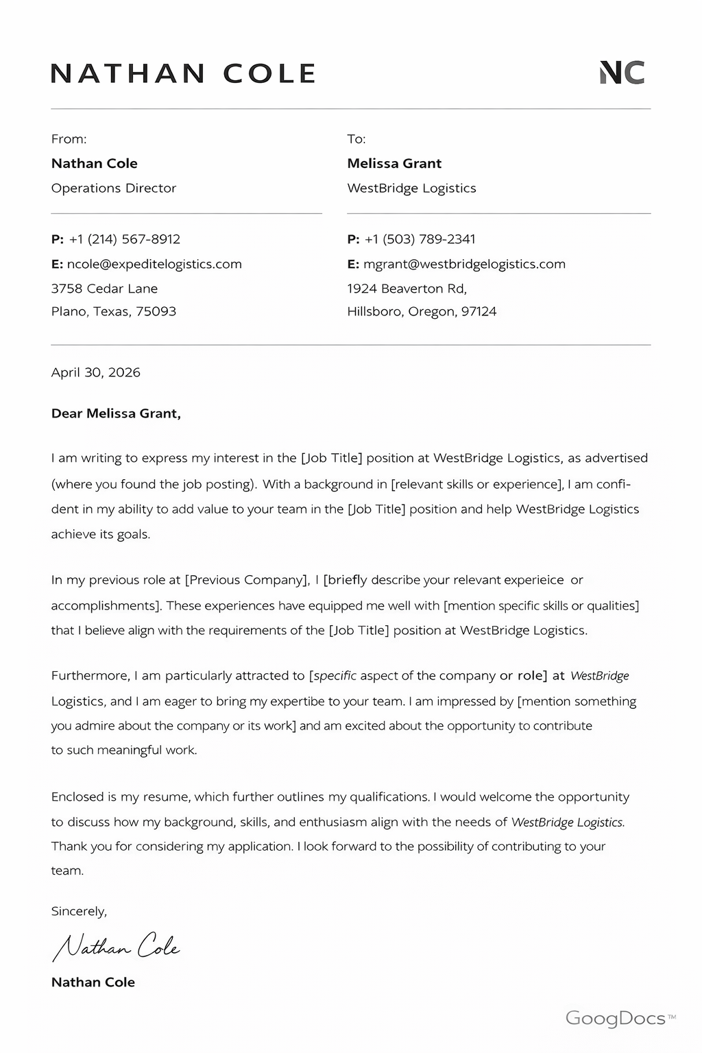 Simple Cover Letter Simple Cover Letter - Free Letters Template for Google Slides