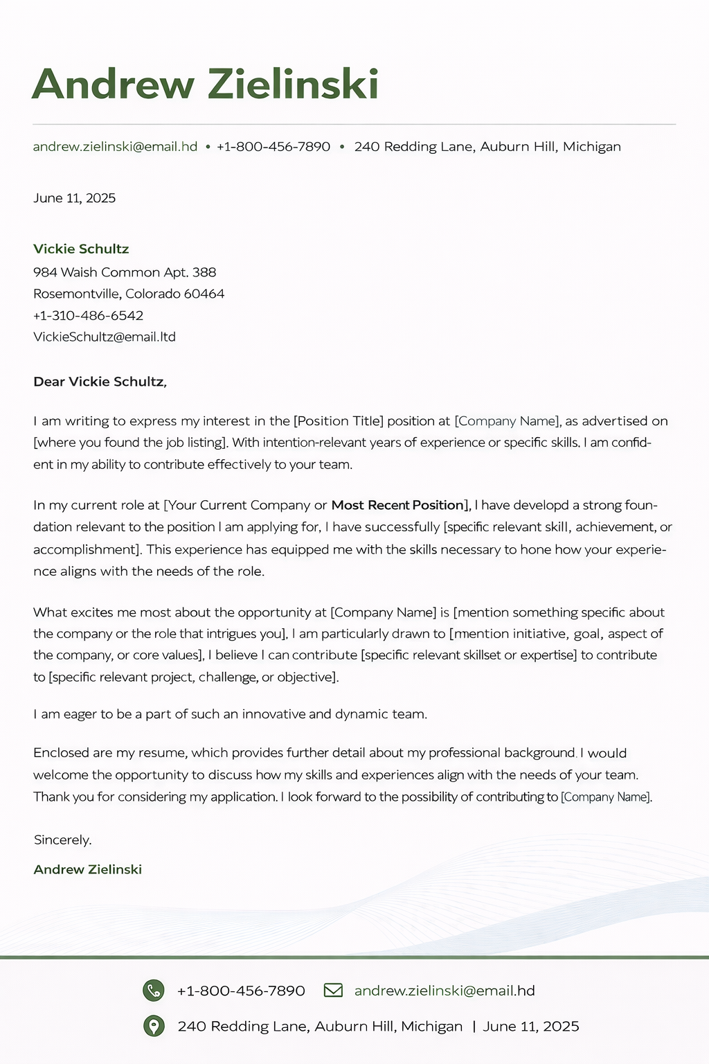 Best Cover Letter - Free Letters Template for Google Slides