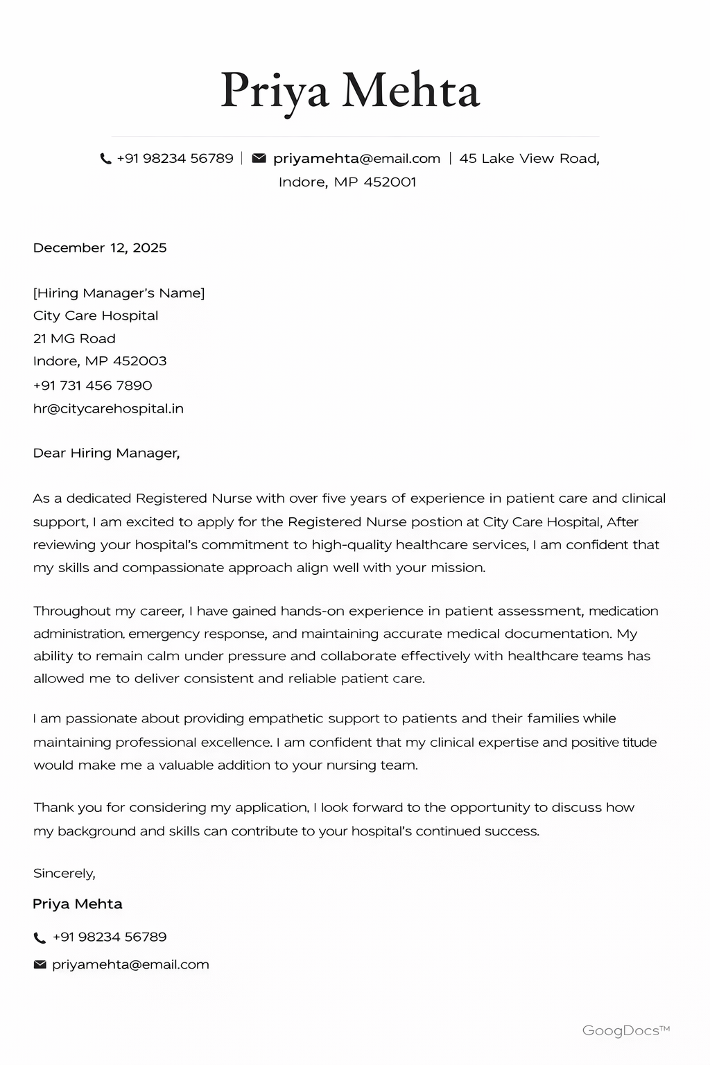 Nursing Cover Letter Nursing Cover Letter - Free Cover Letters Template for Google Slides