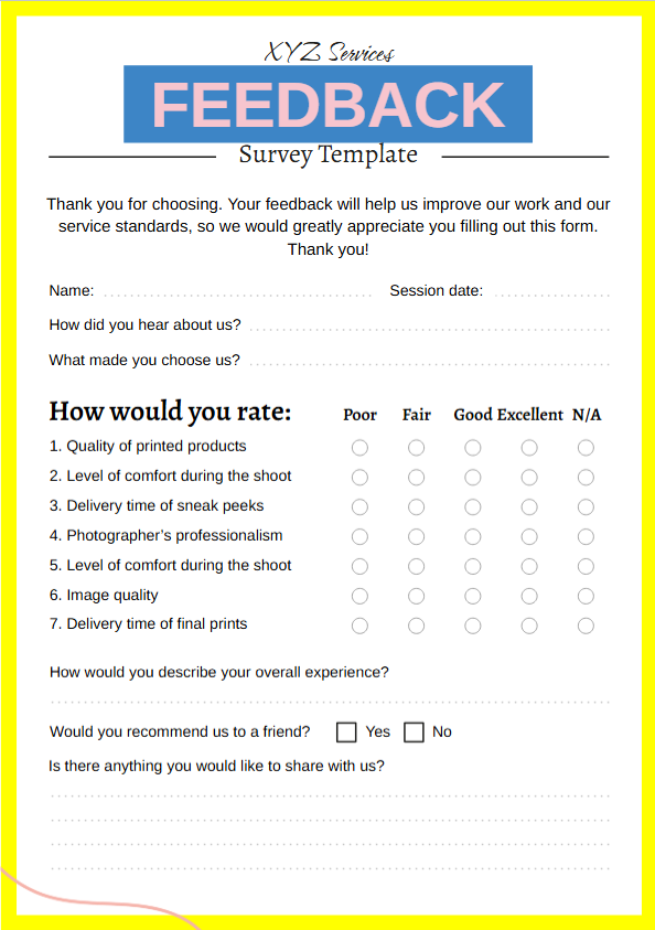 Feedback Survey Template - Free Surveys Template for Google Docs
