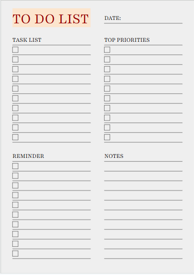 To Do List - Free Checklists Template for Google Docs