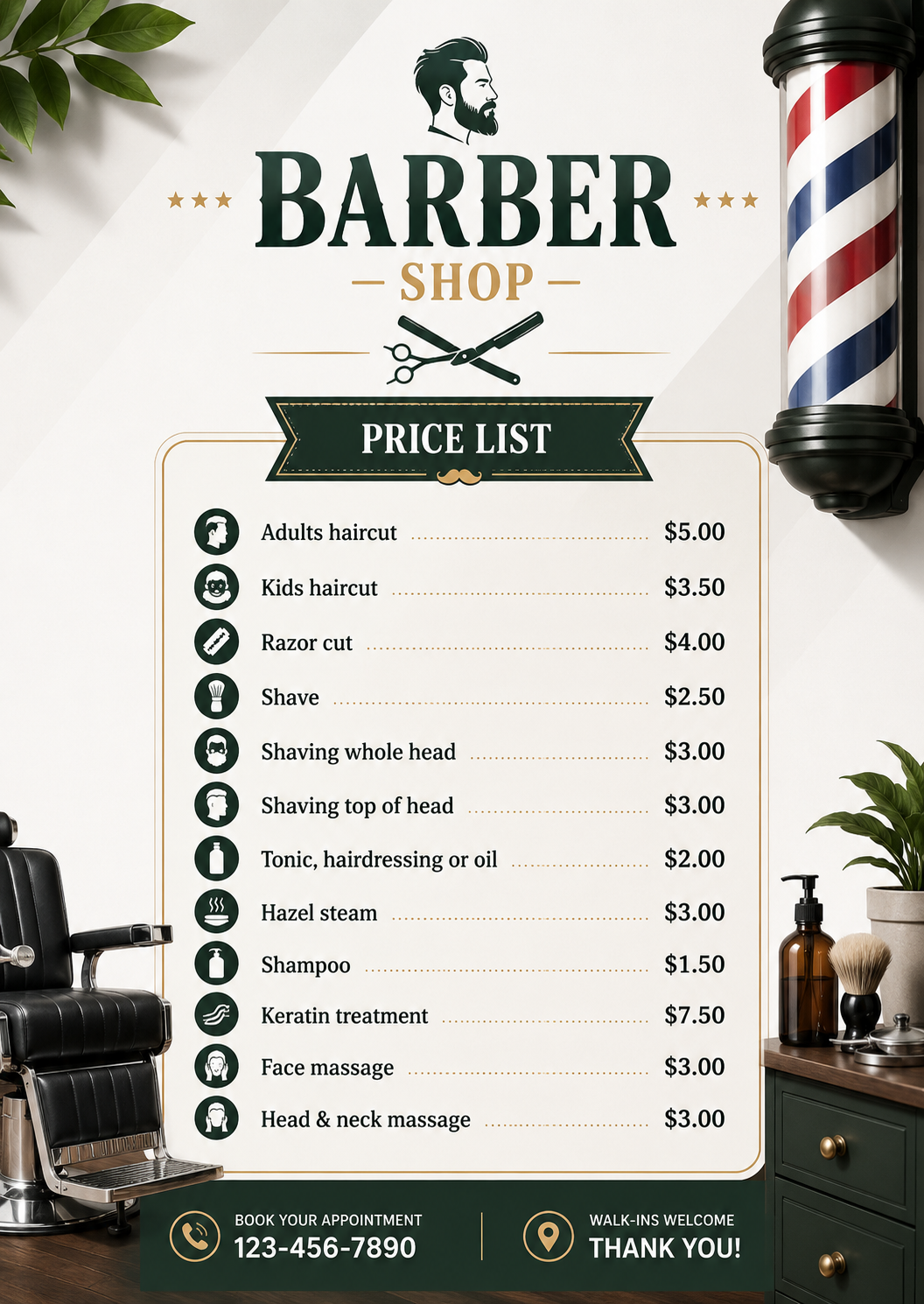 Barbershop Price List Barbershop Price List - Free Price Lists Template for Google Slides