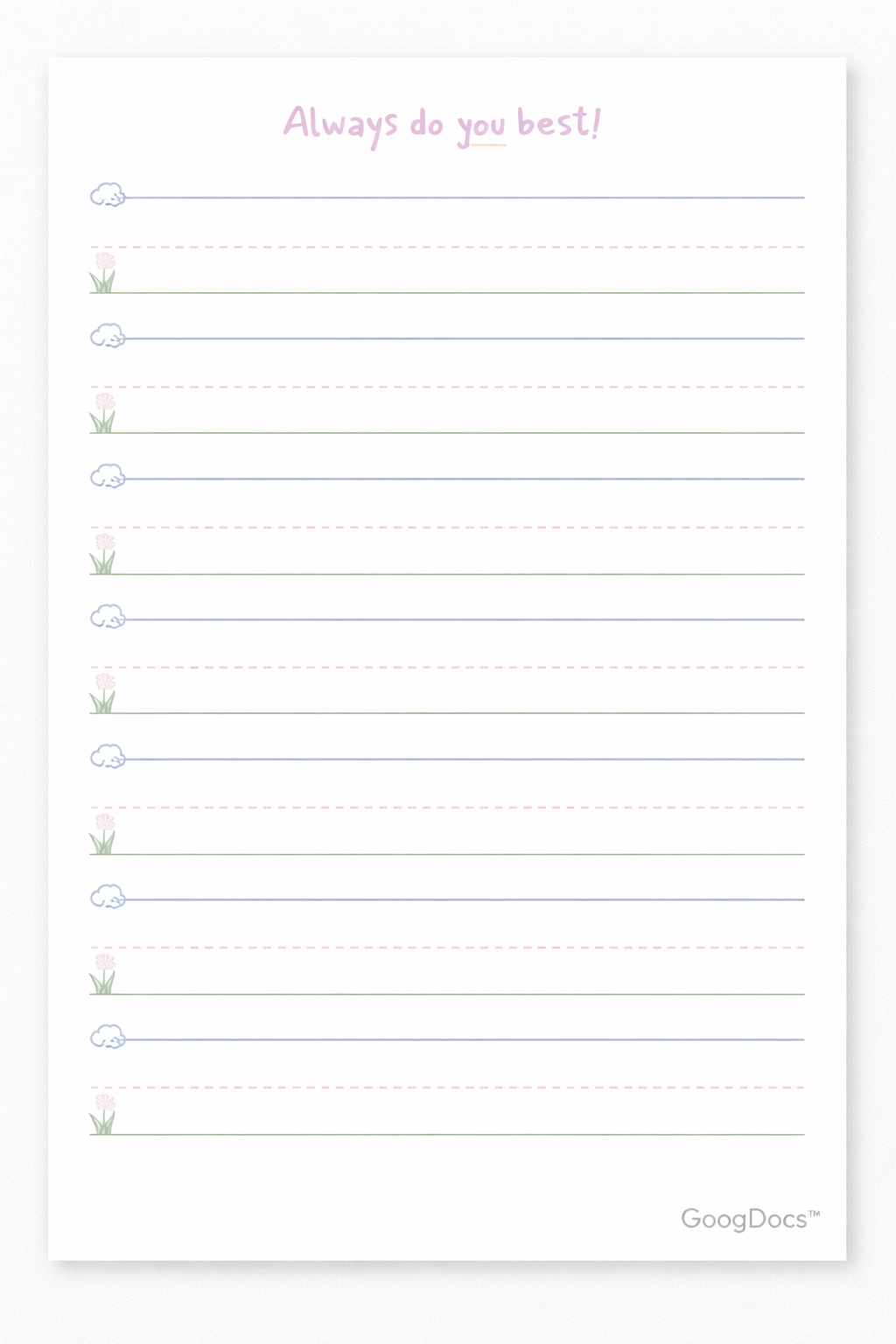 Preschool Lined Writing Paper - Free Lined Papers Template for Google Slides