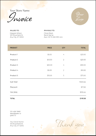 Company Invoice With Logo - Free Invoices Template for Google Docs