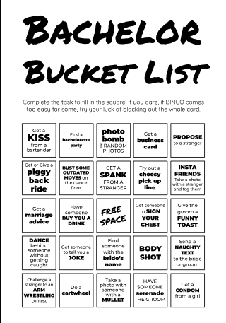 Bachelor Bucket List - Free Bucket Lists Template for Google Docs