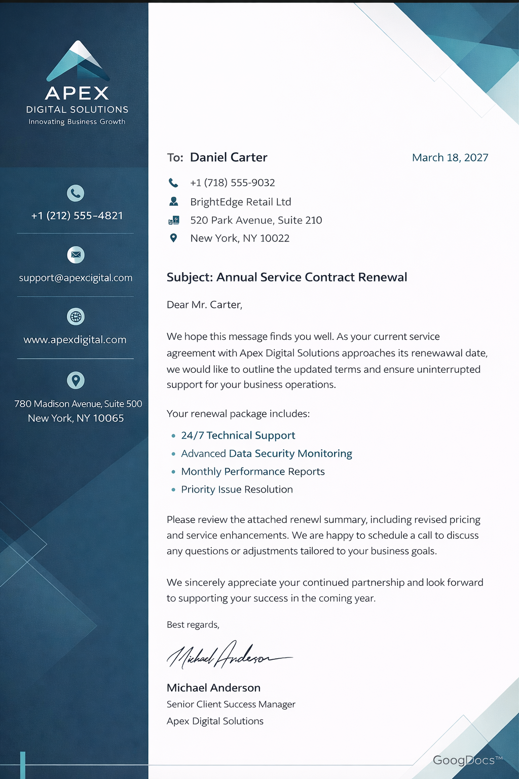 Modern Simple Letterhead - Free Letterheads Template for Google Slides