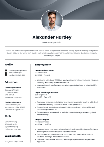 Freelance Resume Template - Free Resumes Template for Google Docs