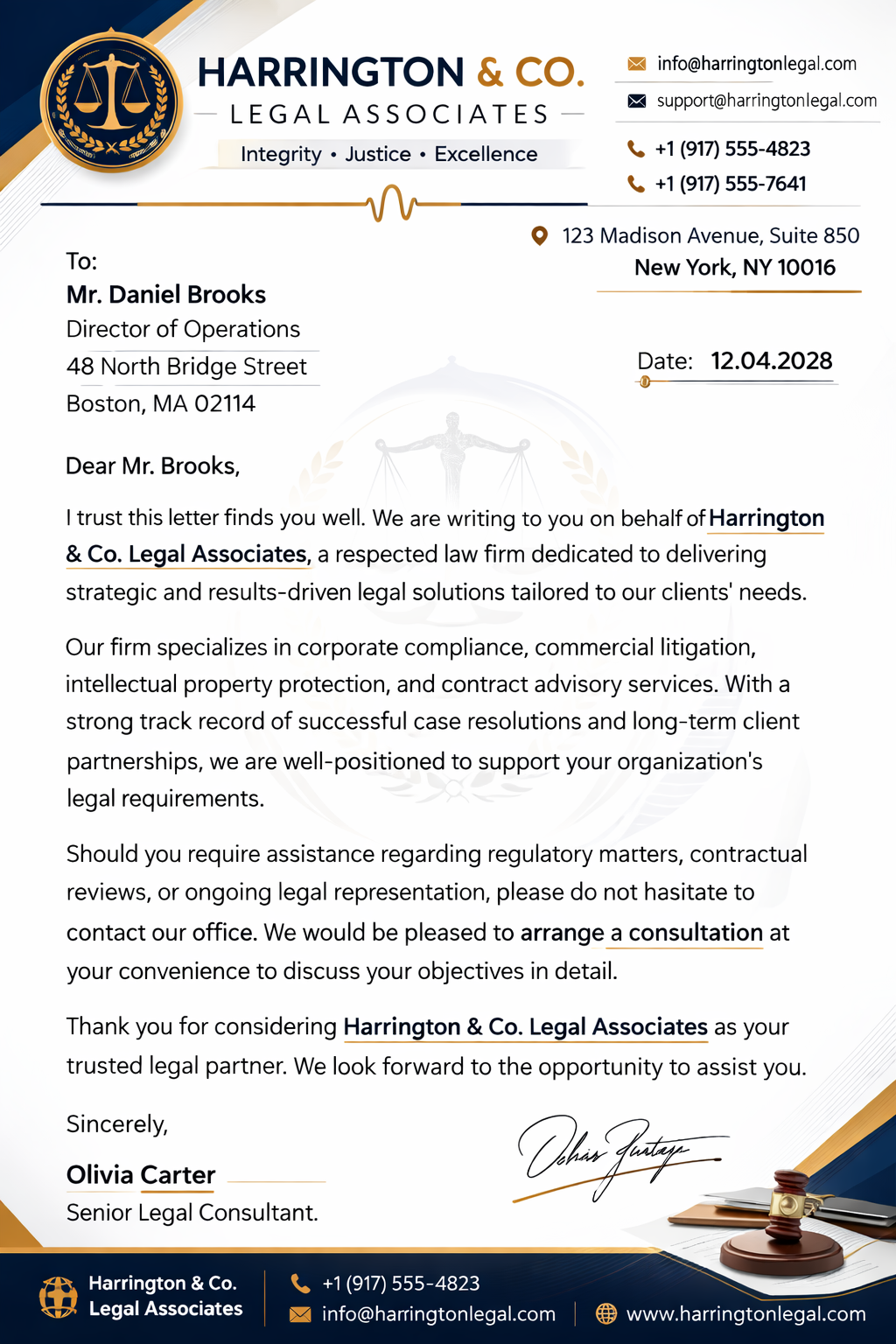 Law Firm Letterhead - Free Letterheads Template for Google Slides