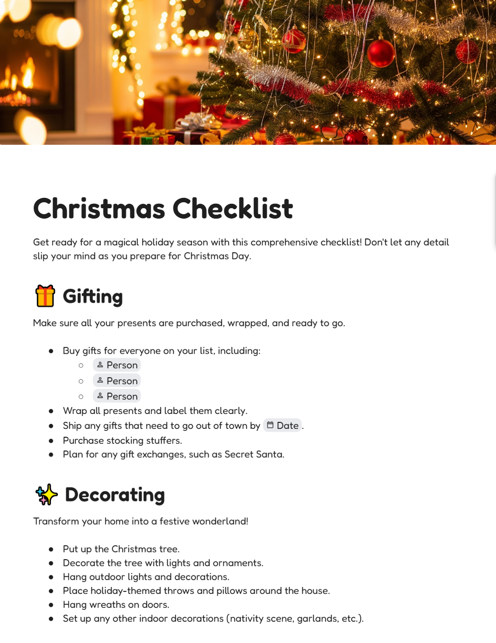 Christmas Checklist - Free Checklists Template for Google Docs