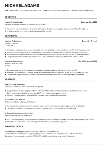 Software Engineer Resume - Free Resumes Template for Google Docs