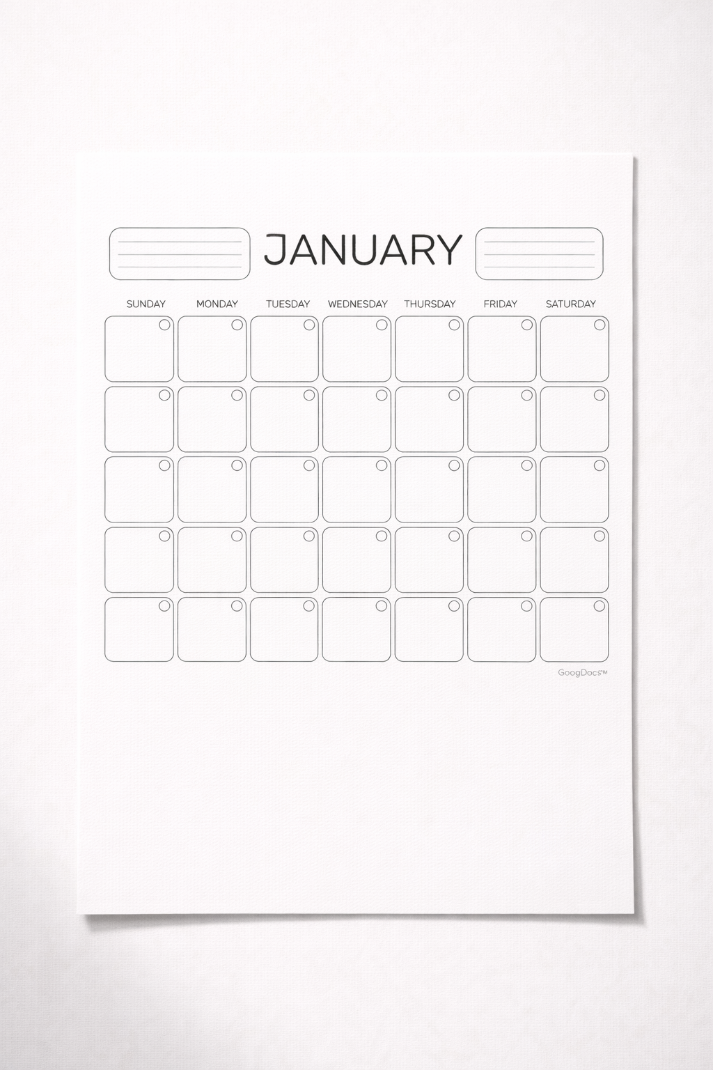 Printable Blank Calendar - Free Calendars Template for Google Slides