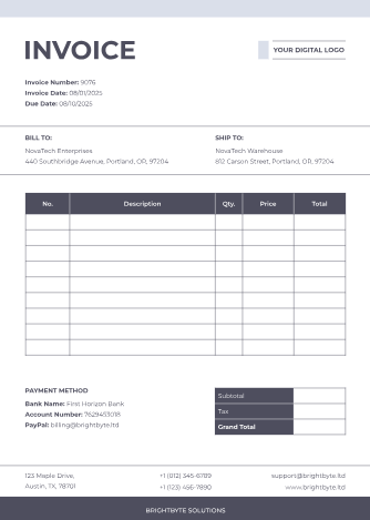 Fully Editable Digital Invoice - Free Invoices Template for Google Sheets