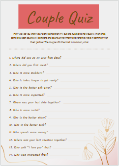 Couple Quiz - Free Quizzes Template for Google Docs