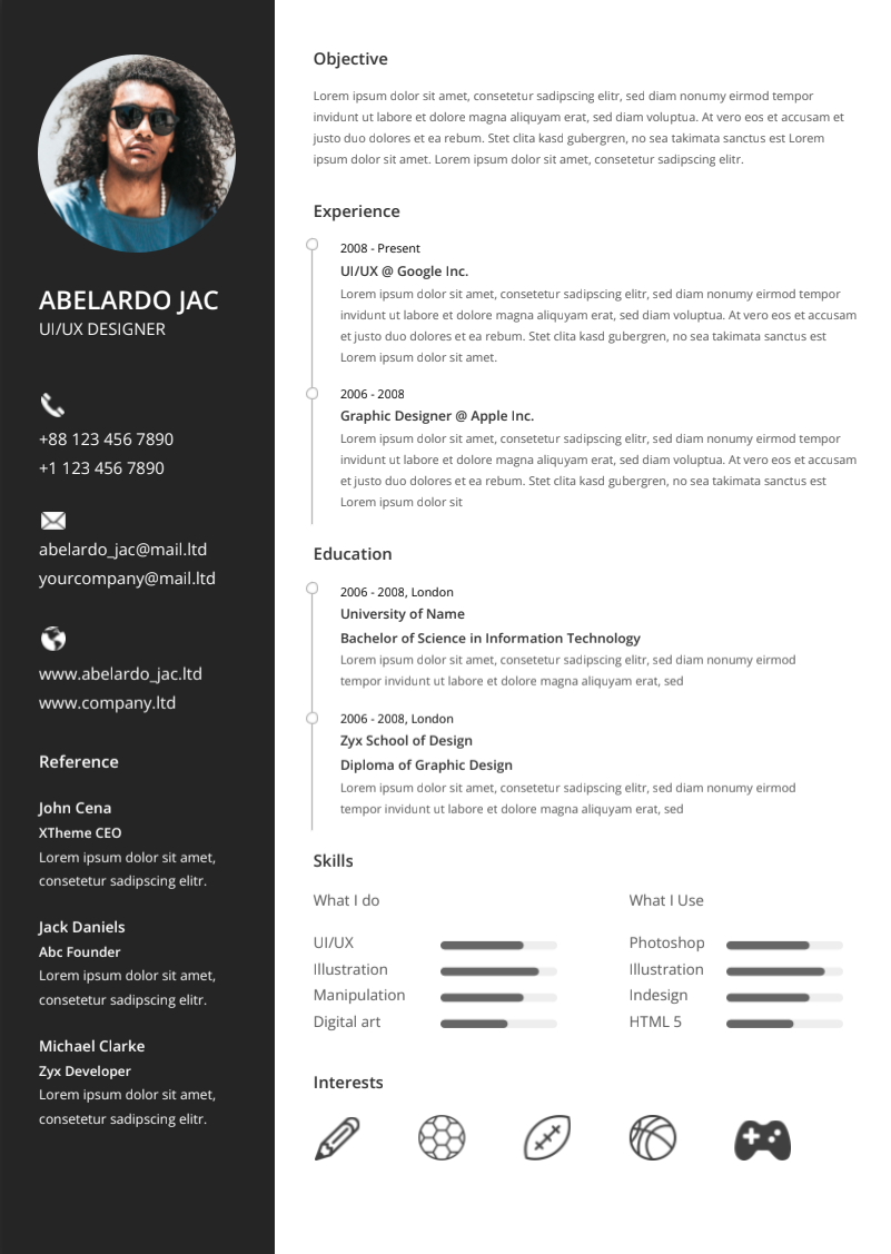 Graphic Designer - Free Resumes Template for Google Docs