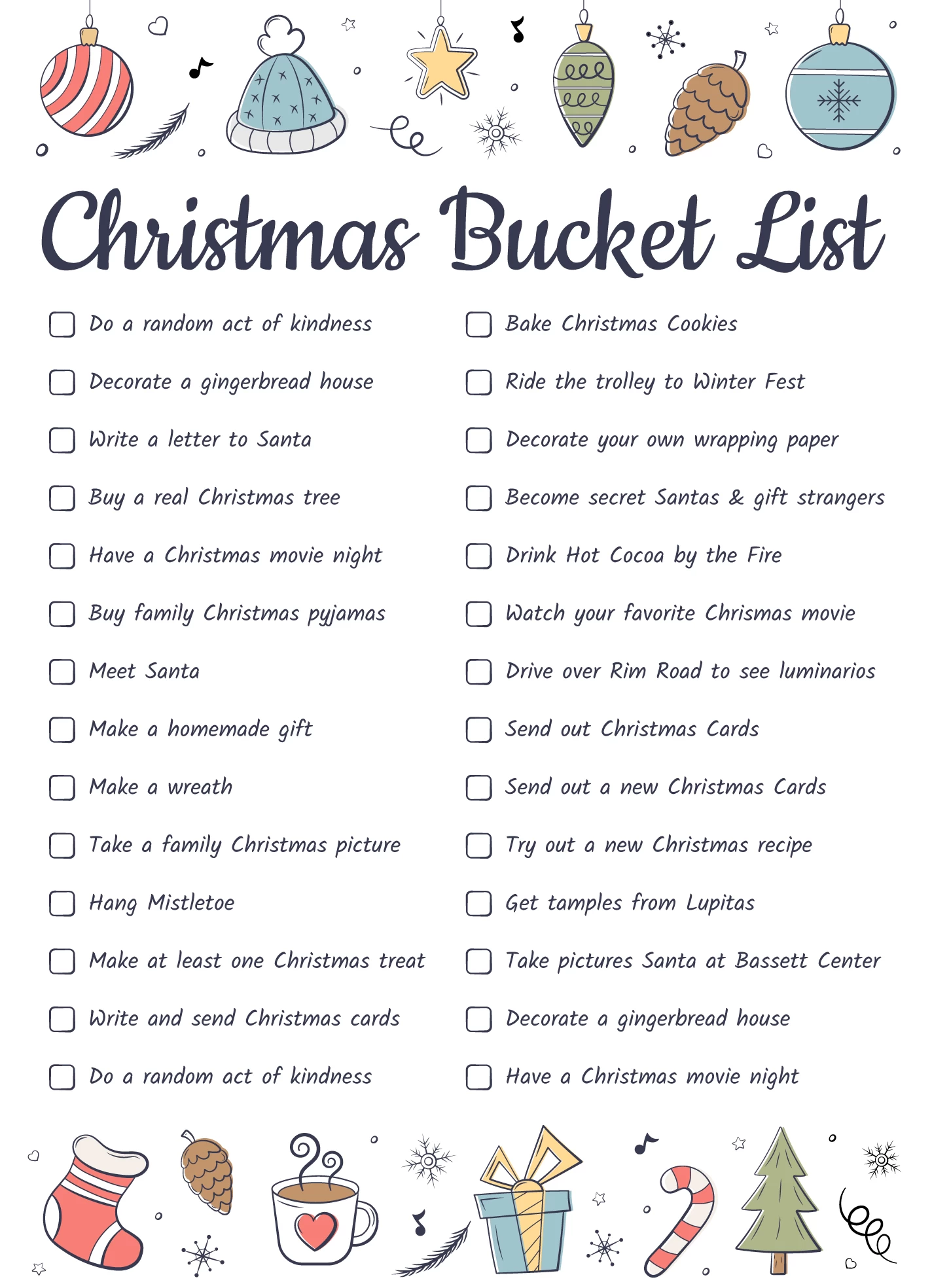 Christmas Bucket List checklist Free Google Docs Template - Free Bucket Lists Template for Google Slides