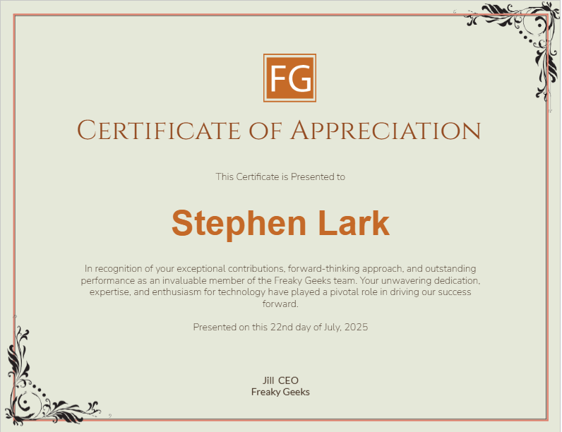 Appreciation Certificate - Free Certificates Template for Google Docs