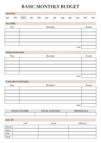 Basic Monthly Budget Basic Monthly Budget - Free Budgets Template for Google Docs