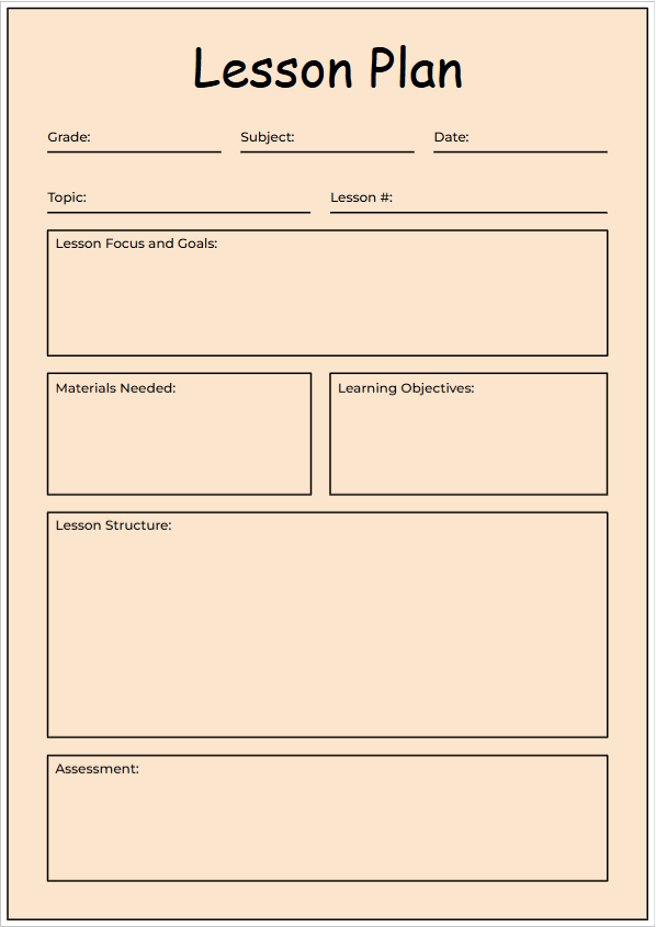 Printable Lesson Plan - Free Lesson Plans Template for Google Docs