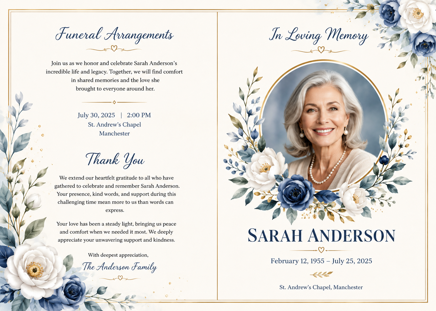 Funeral Pamphlet Funeral Pamphlet - Free Brochures Template for Google Slides