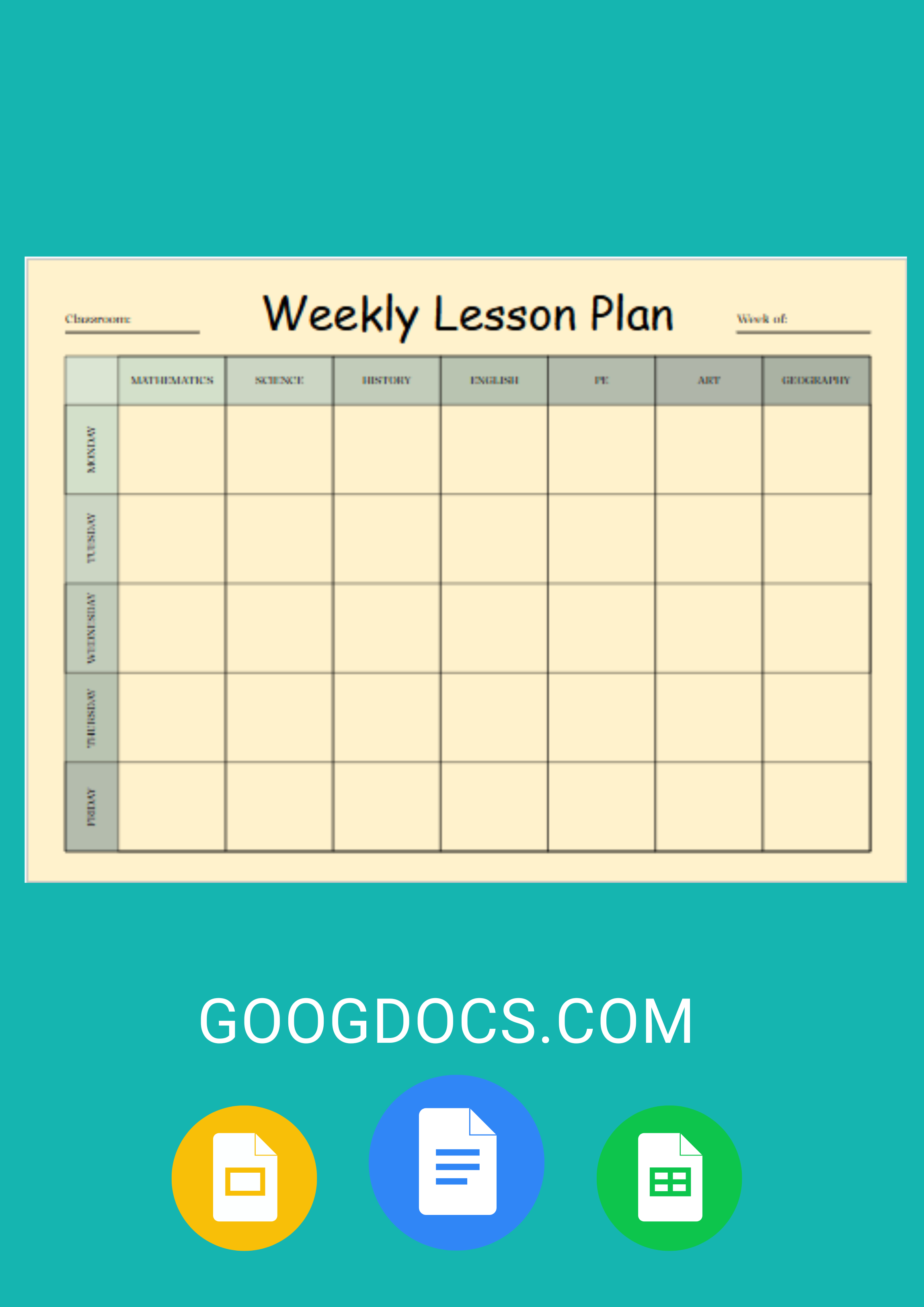 Weekly Lesson Plan - Free Lesson Plans Template for Google Slides