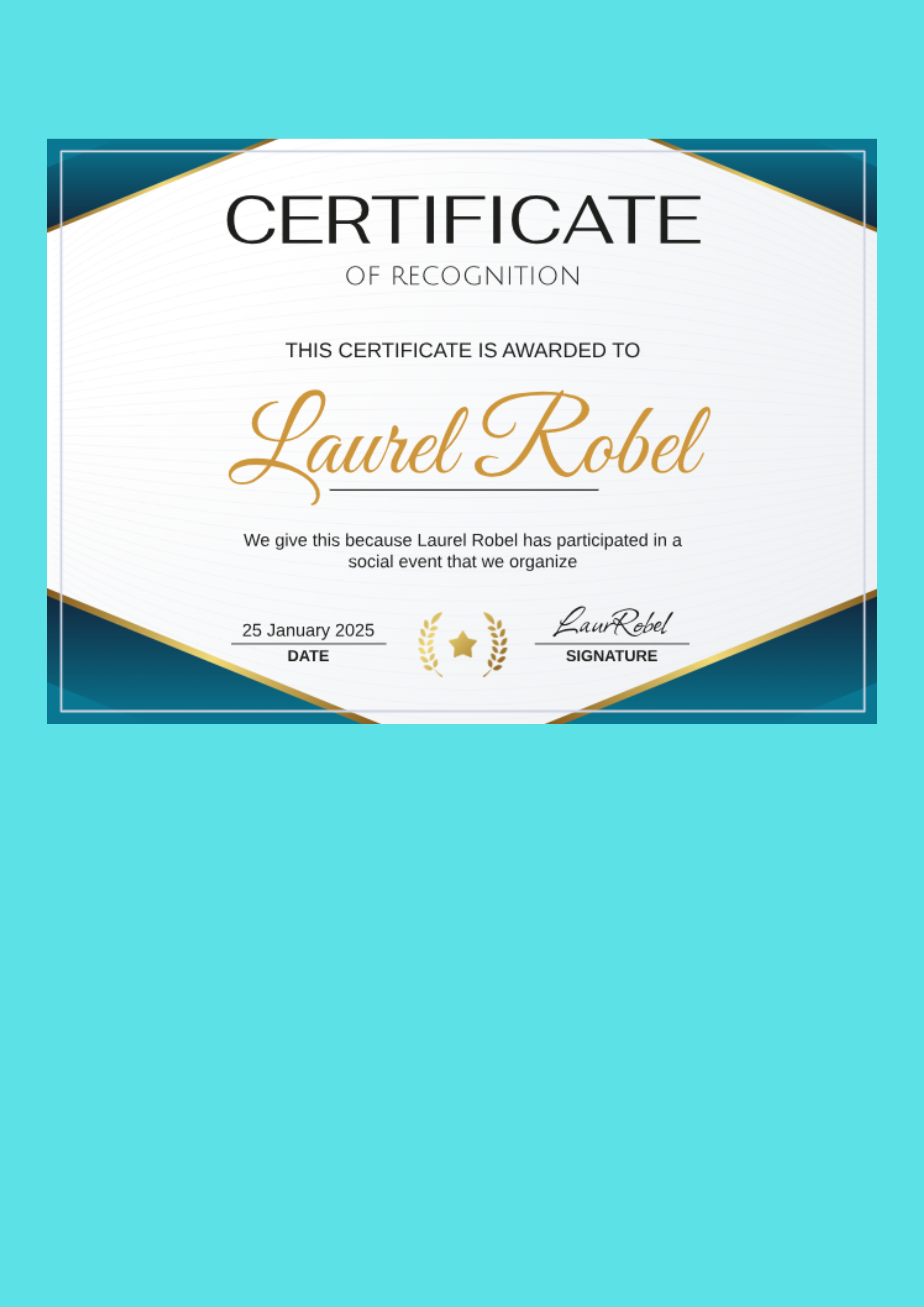 Certificate of Recognition - Free Certificates Template for Google Docs