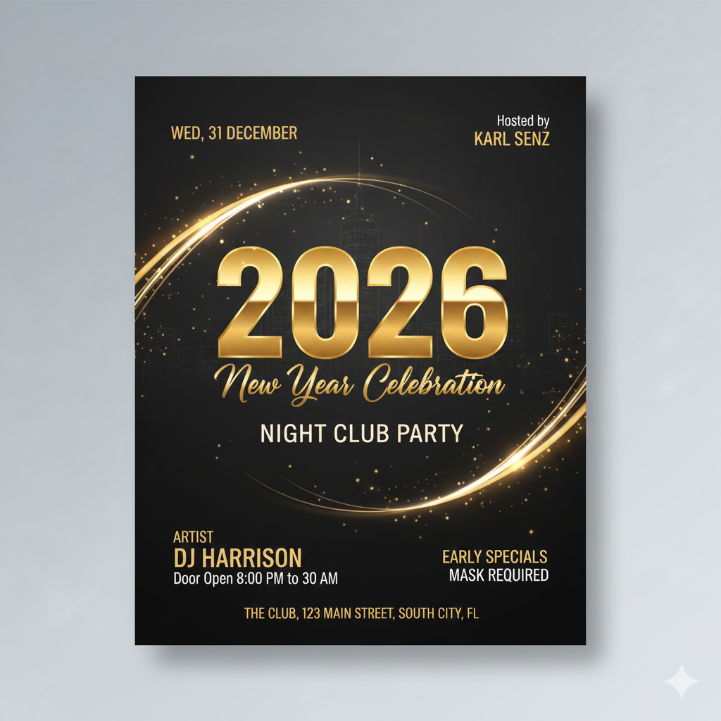 Happy New Year Flyer Happy New Year Flyer - Free Flyers Template for Google Docs