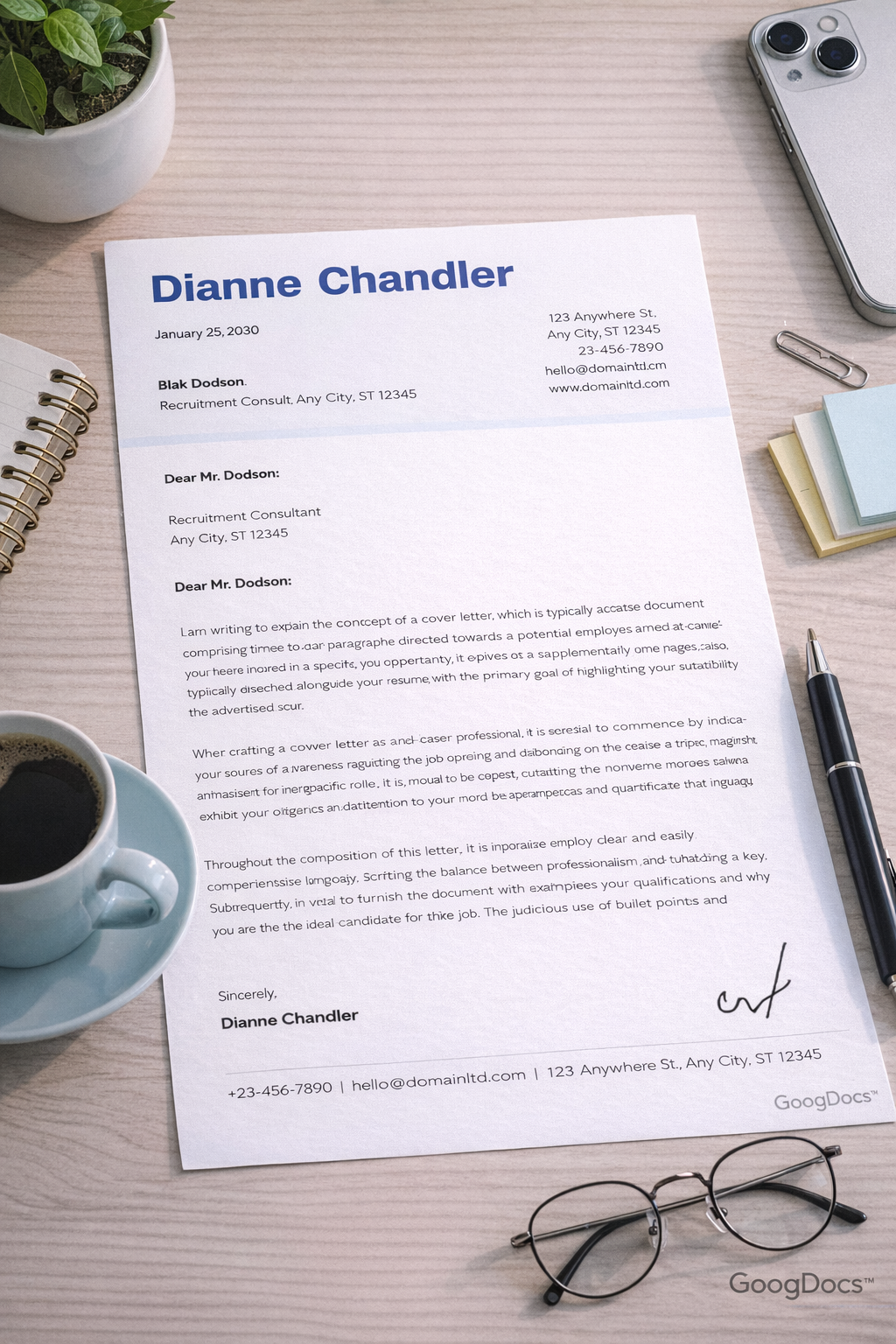 Job Cover Letter - Free Letters Template for Google Slides