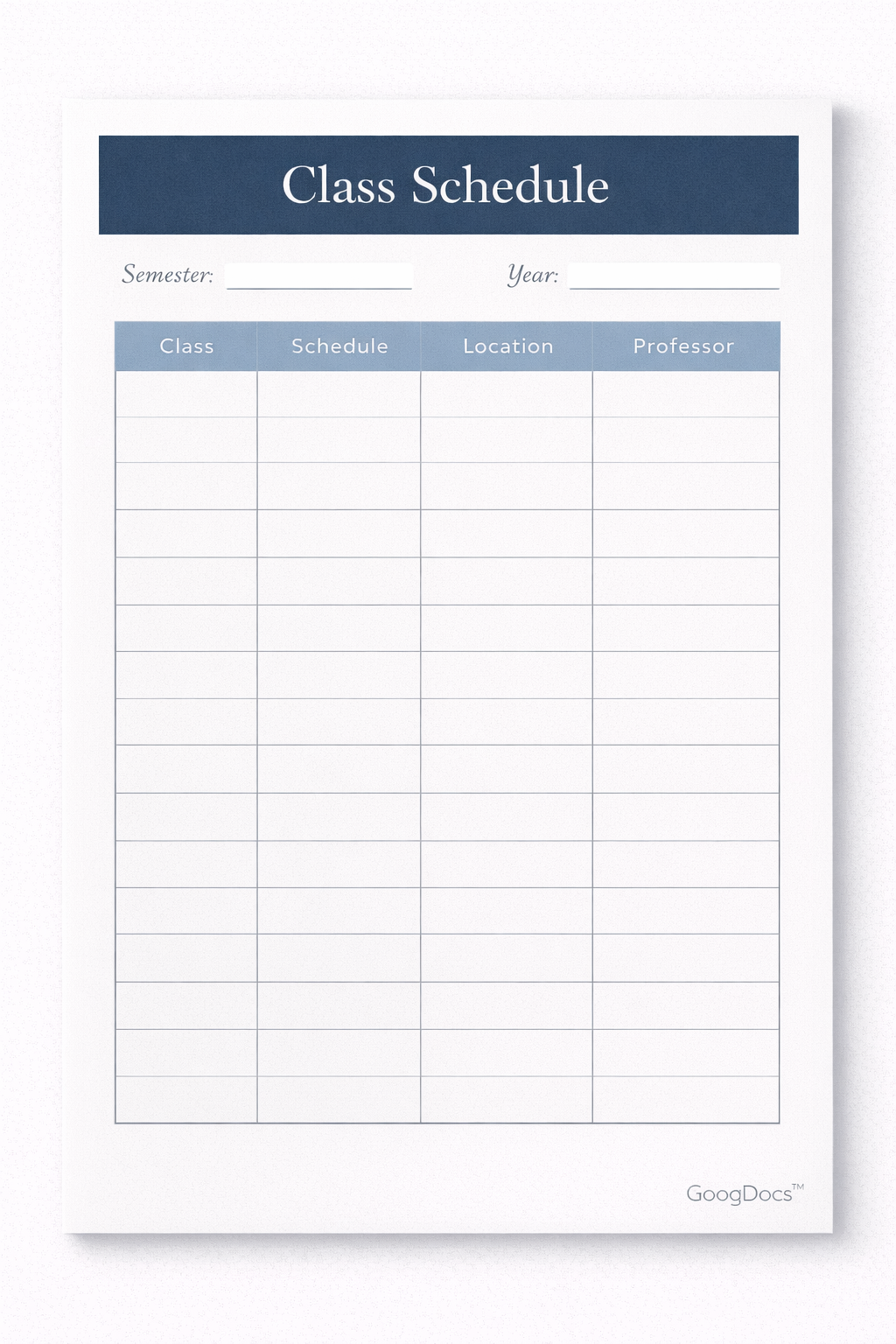 High School Class Schedule - Free Class Schedules Template for Google Slides