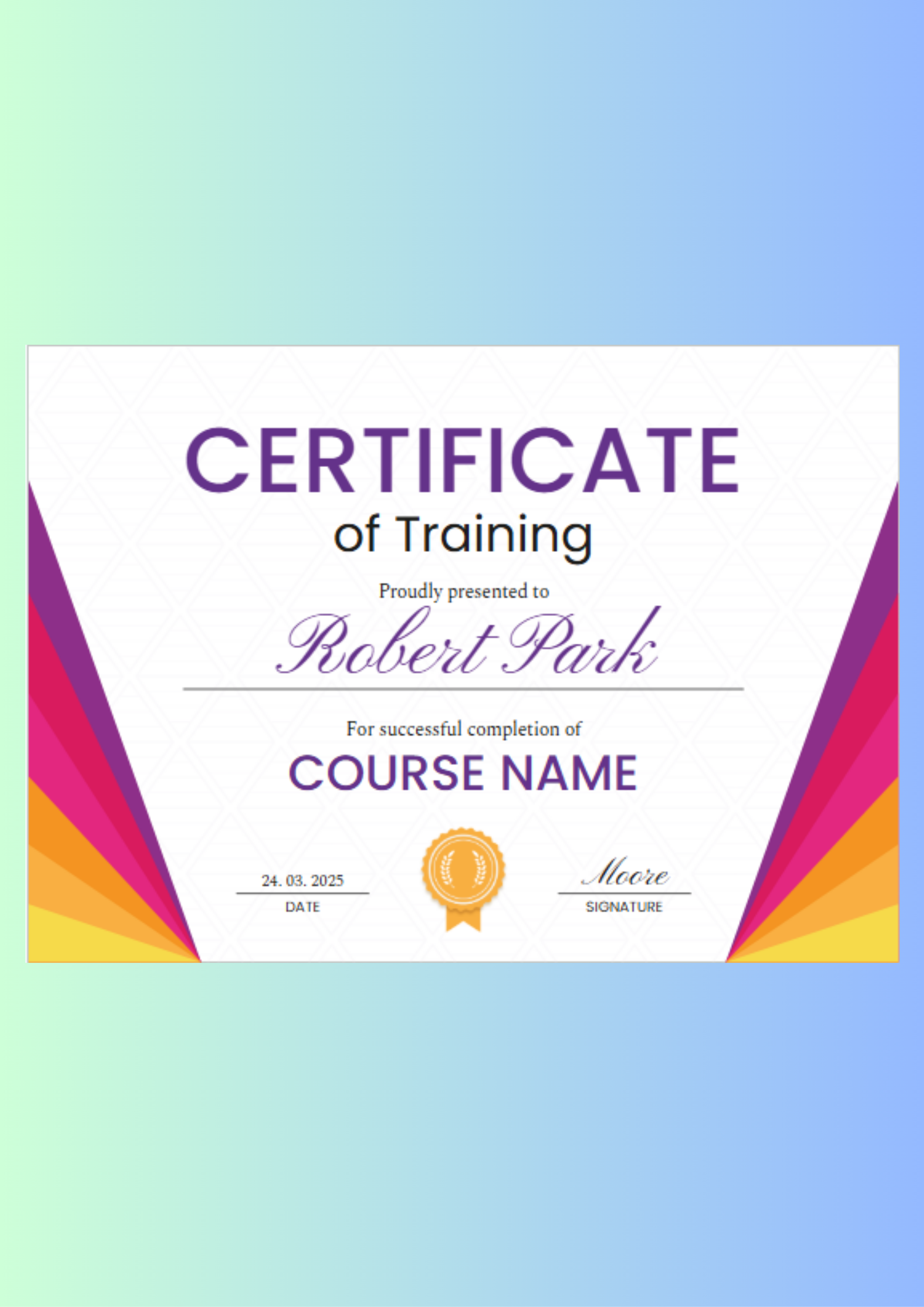 Training Certificate - Free Certificates Template for Google Slides