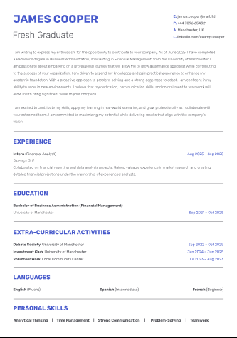Graduate CV Graduate CV - Free CVs Template for Google Docs