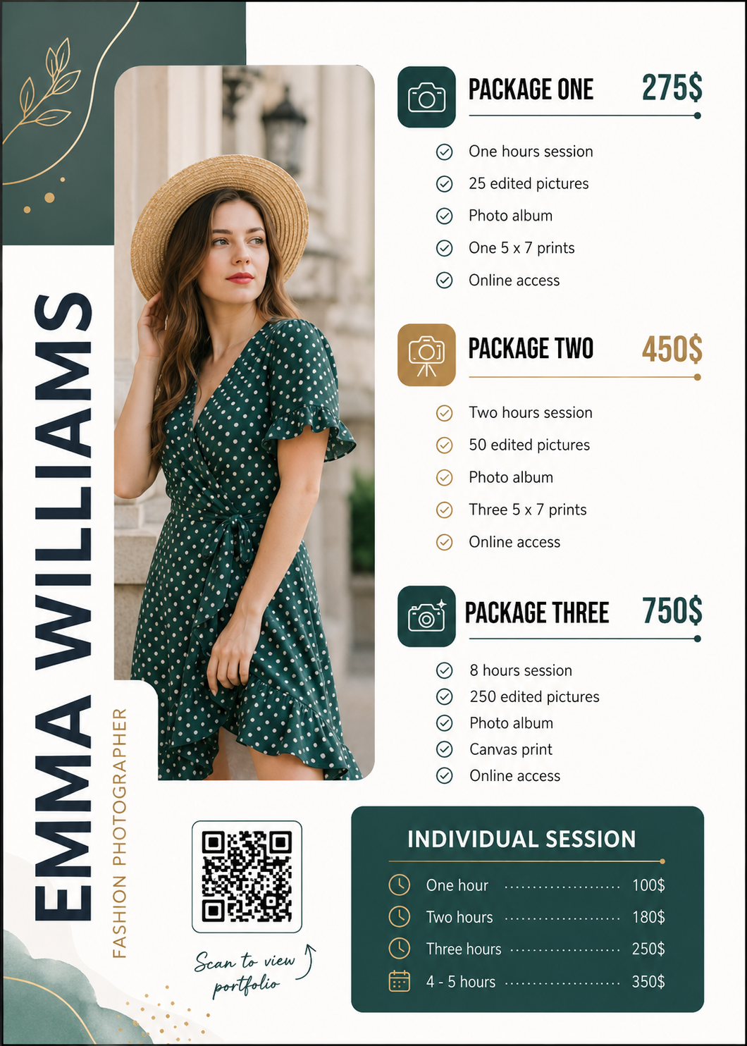 Photography Price List Photography Price List - Free Price Lists Template for Google Slides