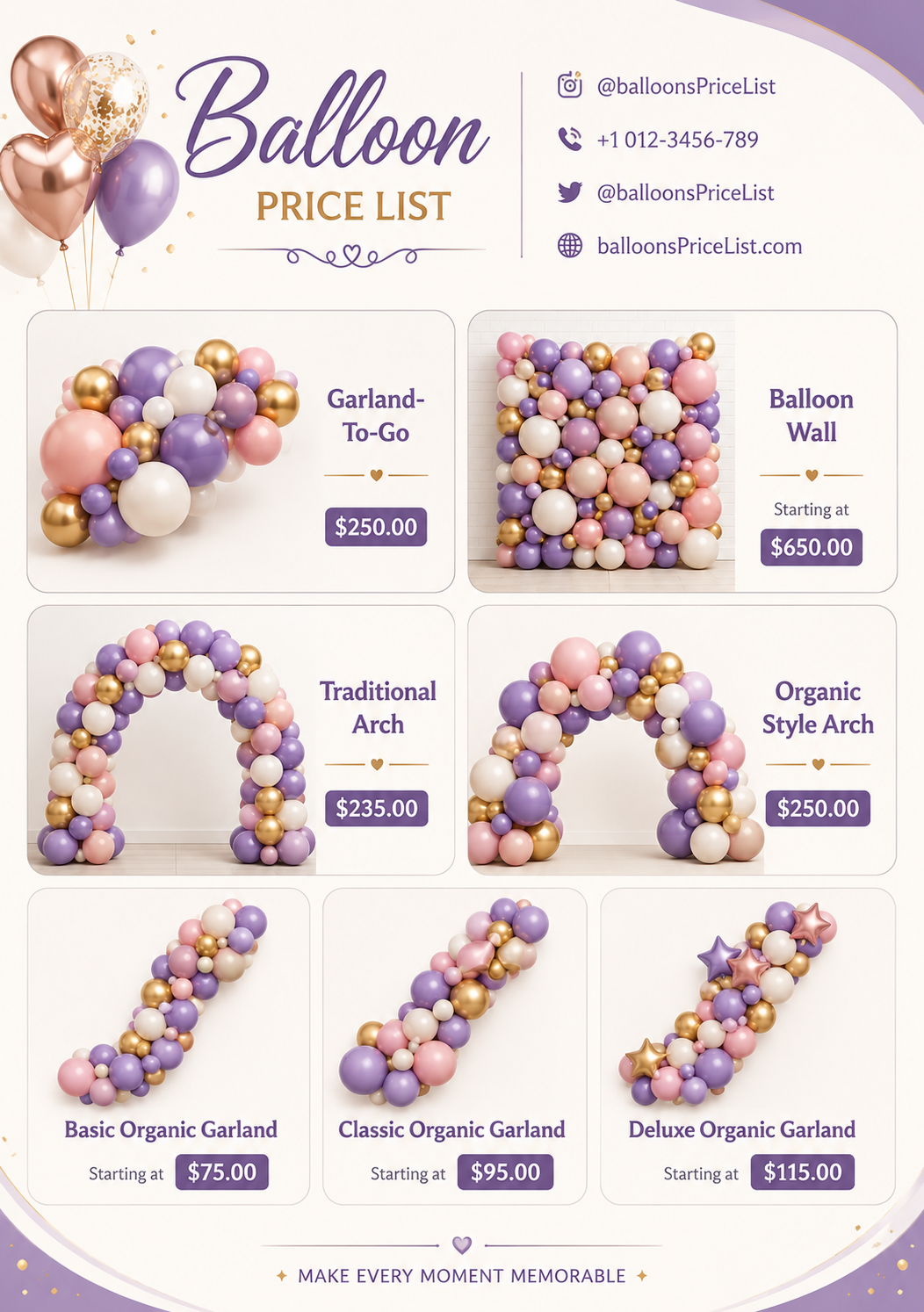 Balloon Price List Balloon Price List - Free Price Lists Template for Google Slides
