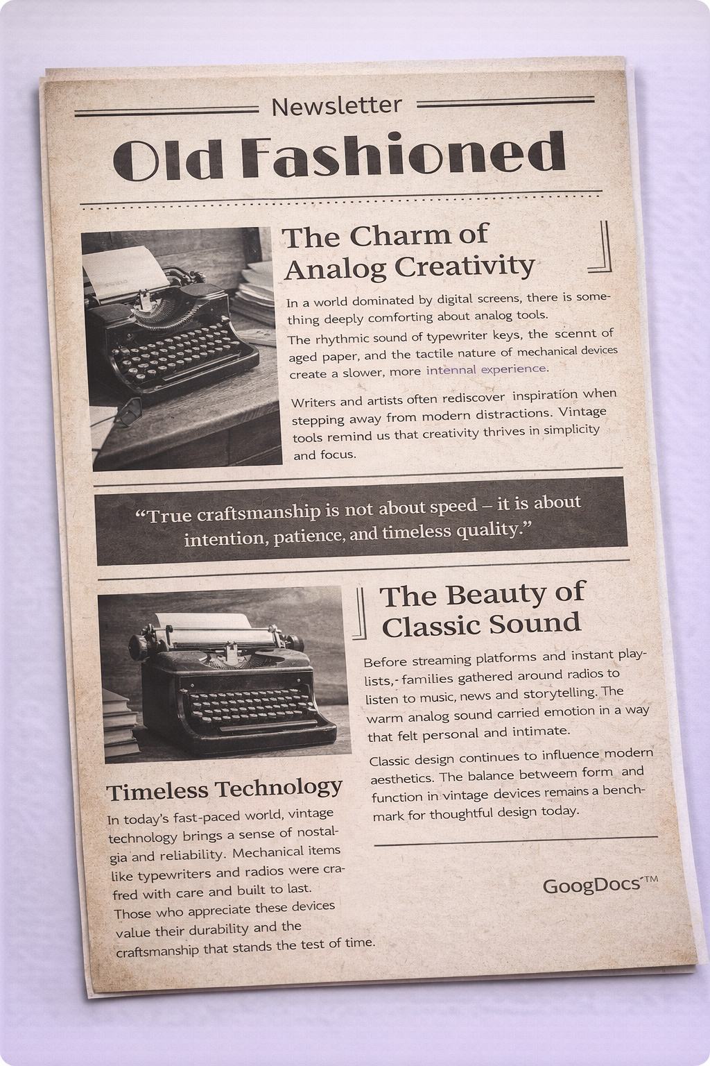 Vintage Newsletter - Free Newsletters Template for Google Slides