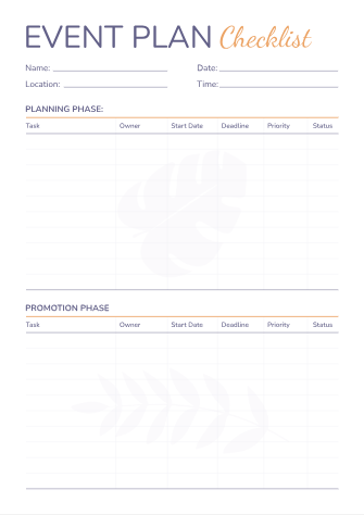 Event Plan Checklist - Free Wedding Checklists Template for Google Slides
