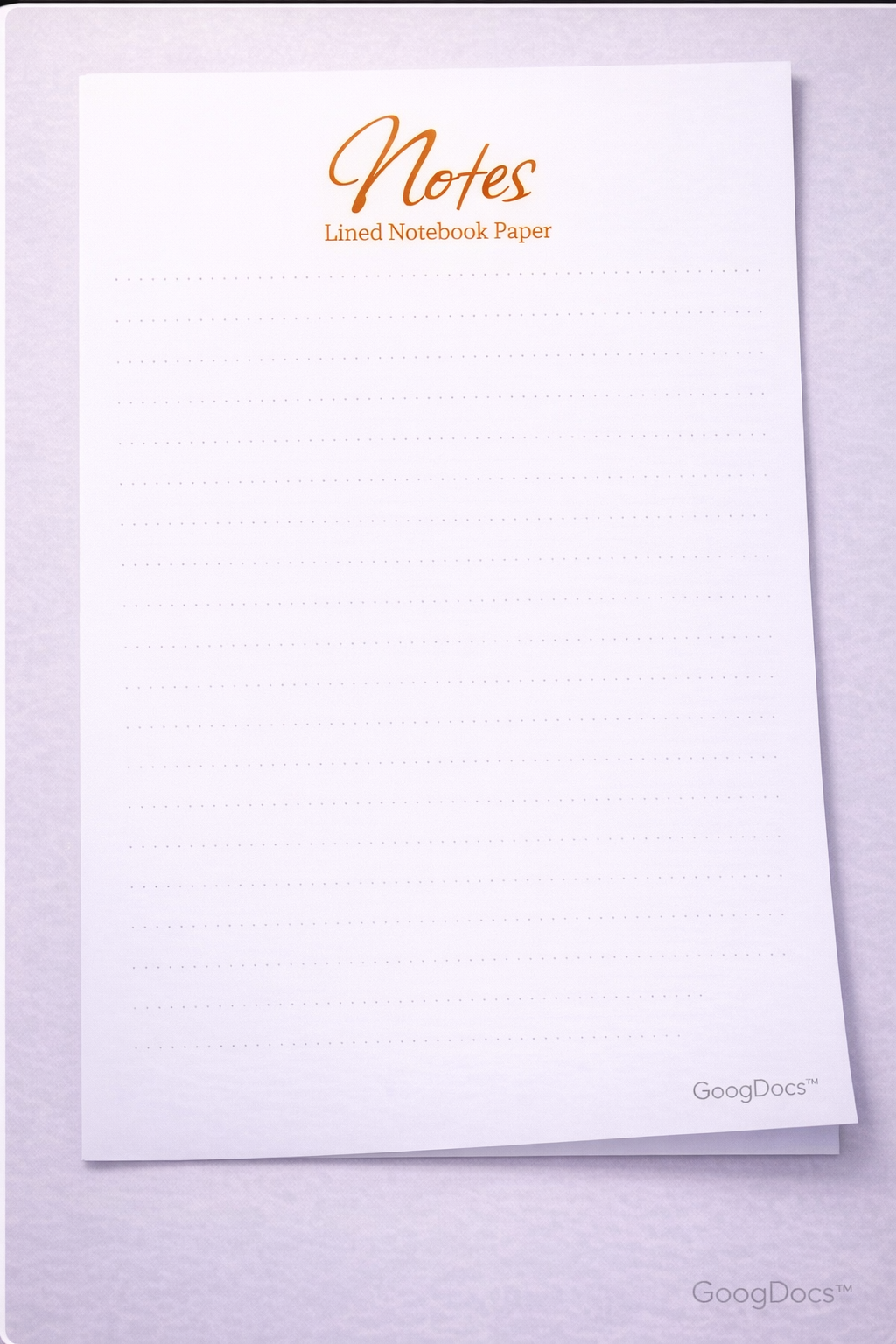 Lined Notebook Paper - Free Notes Template for Google Docs
