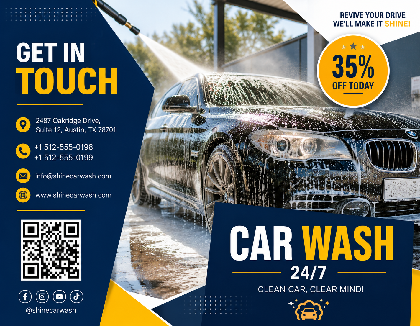 Car Washing Brochure Car Washing Brochure - Free Brochures Template for Google Slides