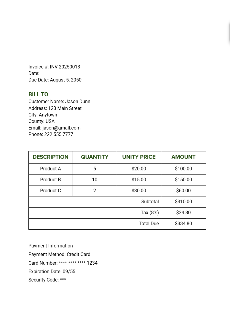 Simple Invoice - Free Invoices Template for Google Docs
