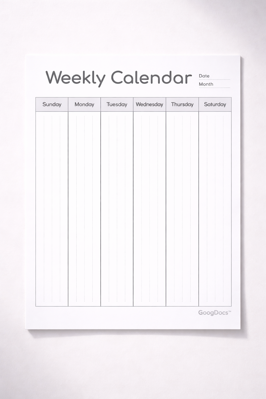 Weekly Calendar - Free Calendars Template for Google Slides