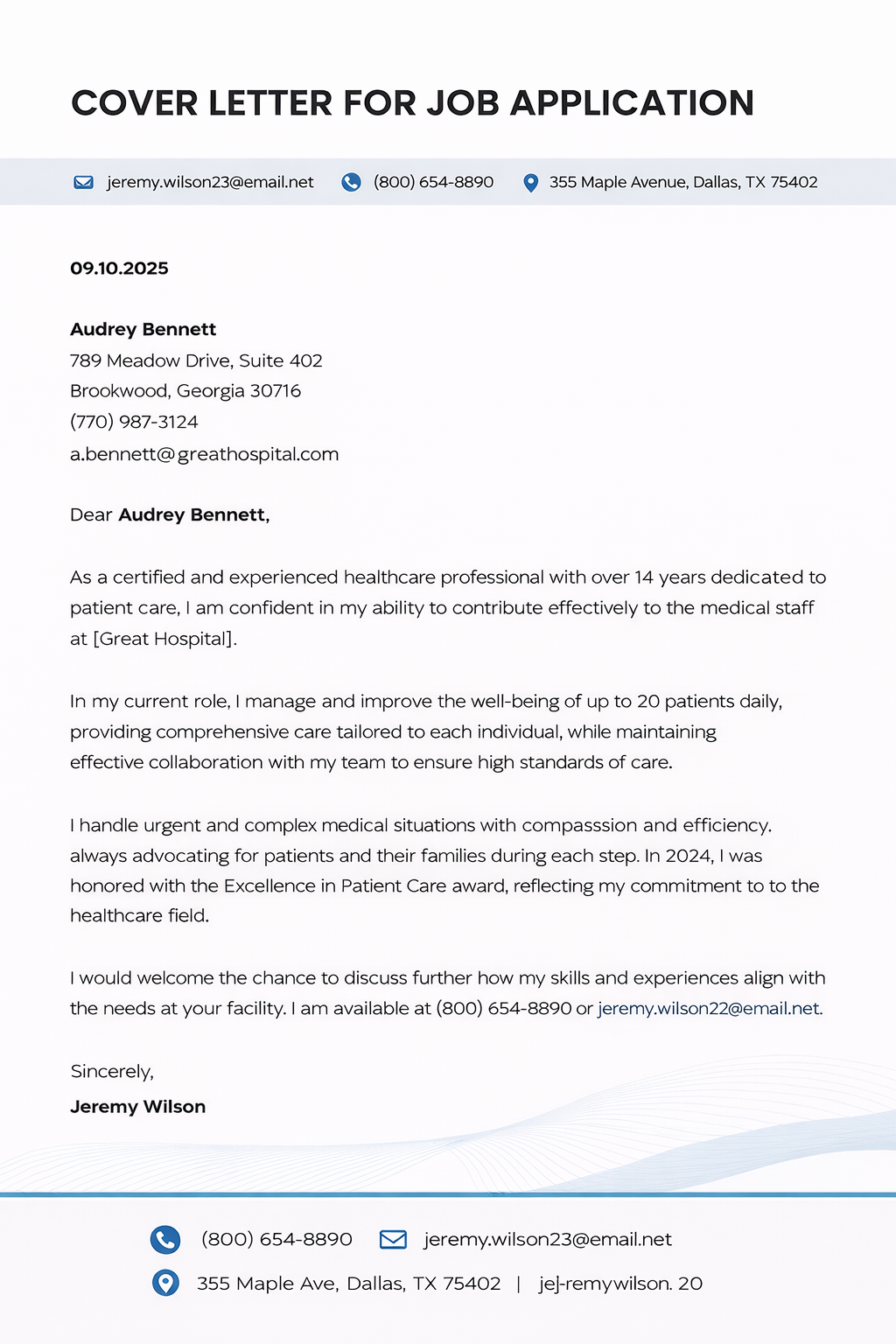 Cover Letter for Job Application - Free Letters Template for Google Slides