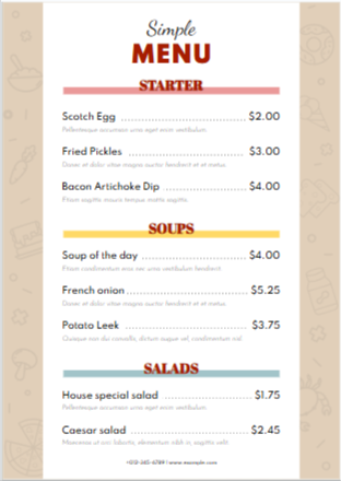 Blank Restaurant Menu - Free Menus Template for Google Slides