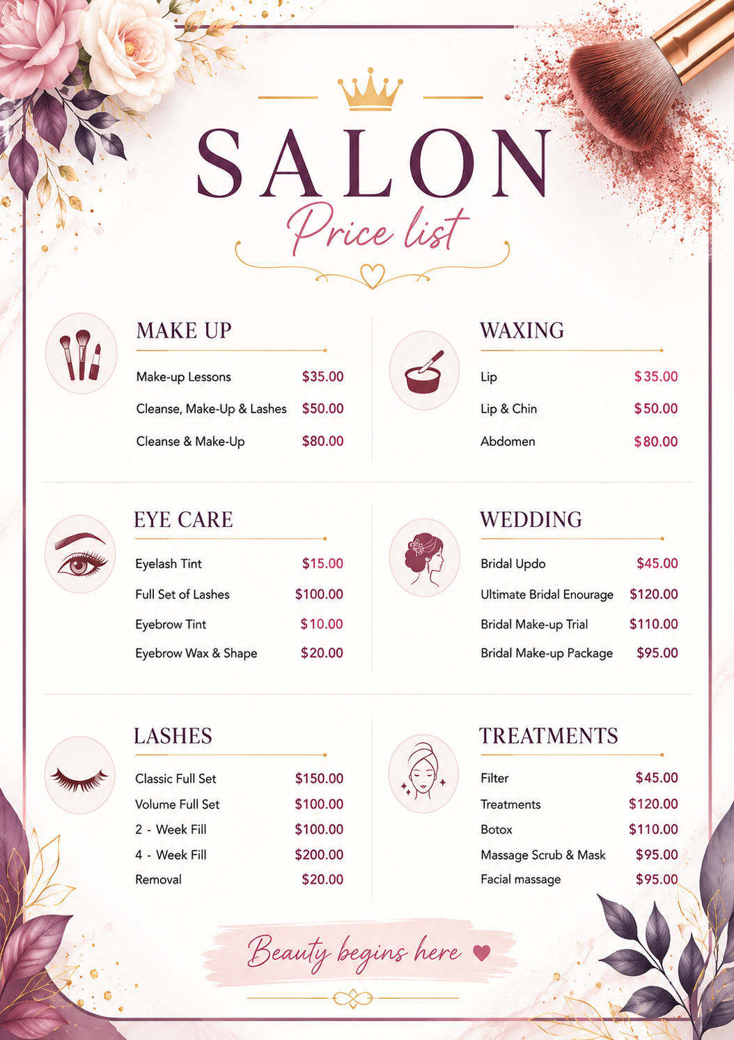 Salon Price List Salon Price List - Free Price Lists Template for Google Slides
