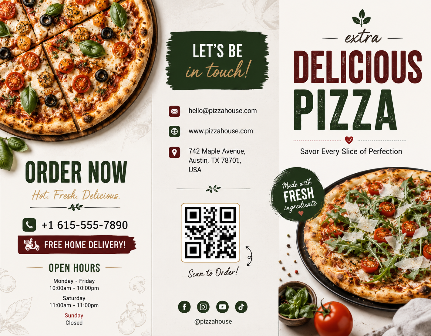Pizza Restaurant Brochure Pizza Restaurant Brochure - Free Brochures Template for Google Slides