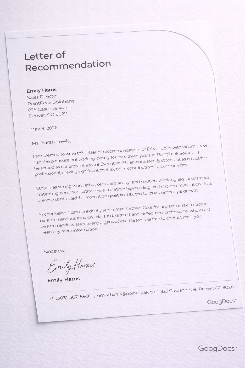 Letter of Recommendation - Free Letters Template for Google Slides