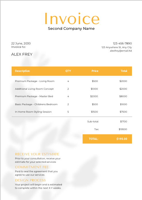 Personal Invoice Google Docs Free Template  - Free Invoices Template for Google Slides